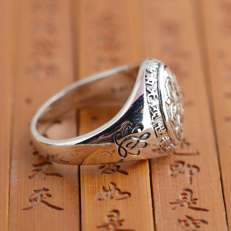 Silver Mantra Lotus Flower Ring - Spiritual Bliss Shop