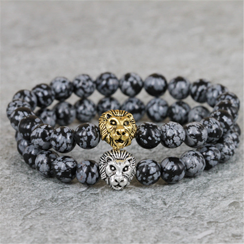 Lion Snowflake Obsidian Bracelet - Spiritual Bliss Shop