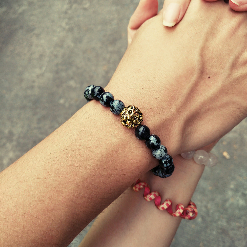 Lion Snowflake Obsidian Bracelet - Spiritual Bliss Shop