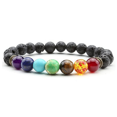 Natural Lava Stone 7 Chakras Bracelet - Spiritual Bliss Shop