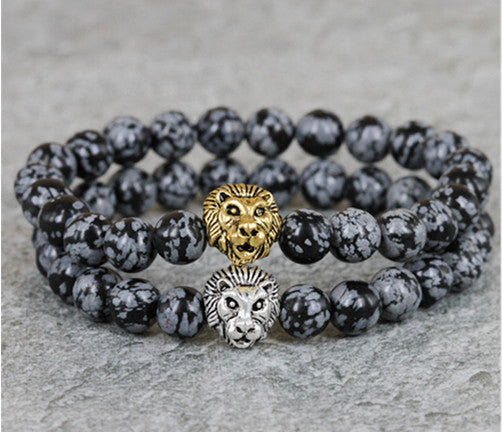 Lion Snowflake Obsidian Bracelet - Spiritual Bliss Shop