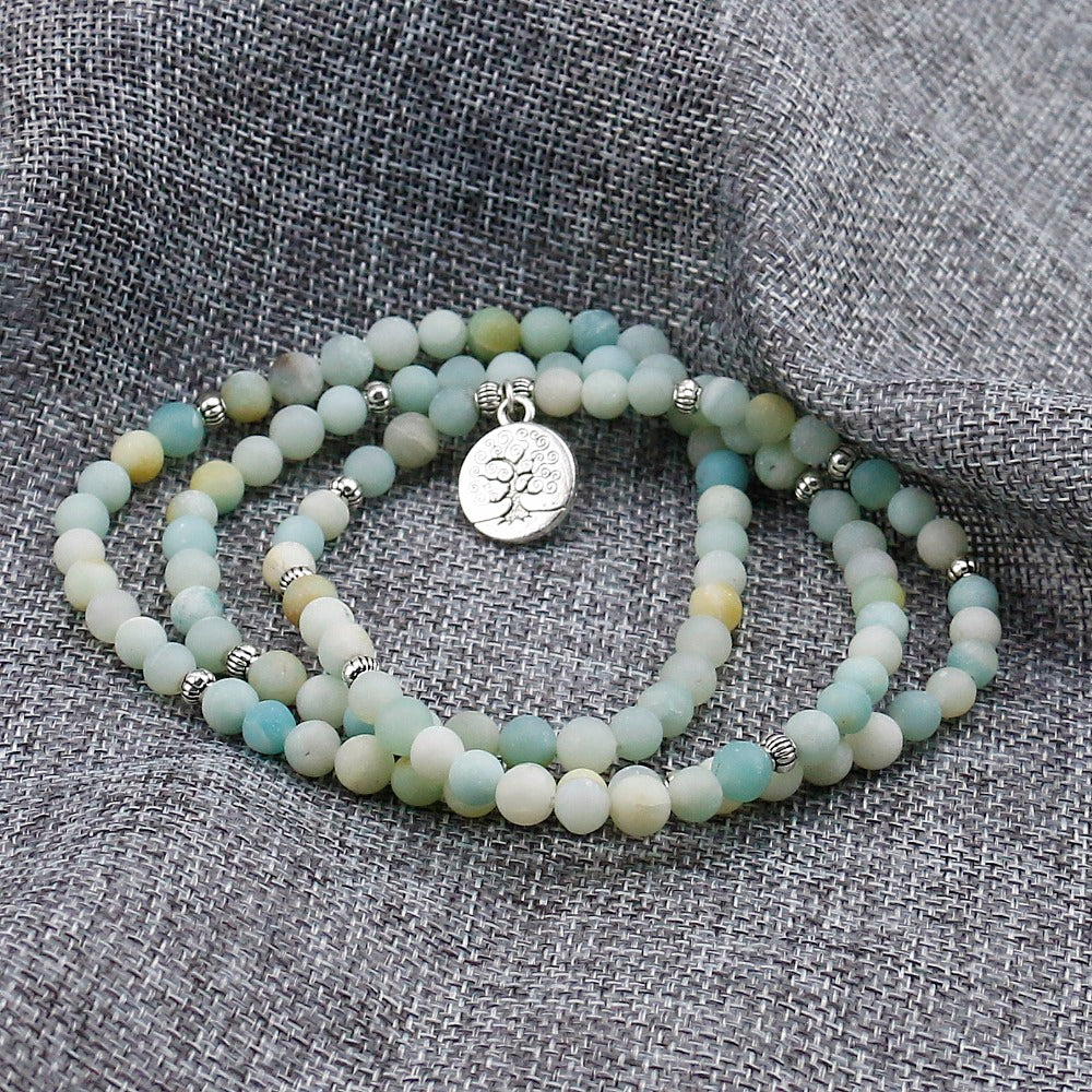 Frosted Amazonite Bracelet with Tree of Life Charm - Spiritual Bliss Shop