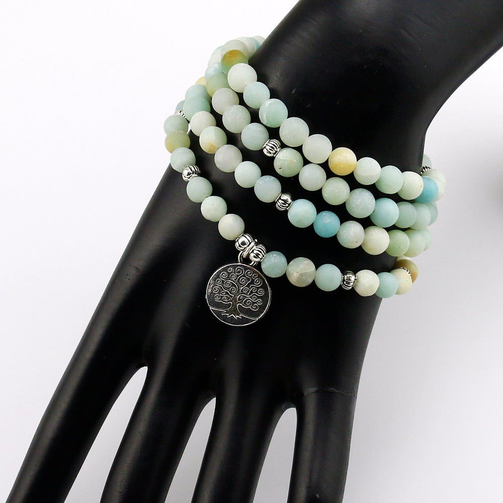 Frosted Amazonite Bracelet with Tree of Life Charm - Spiritual Bliss Shop