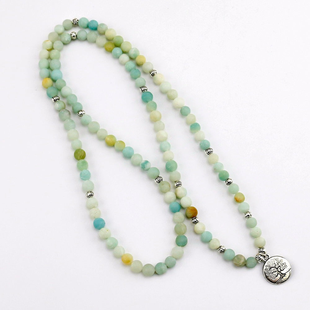 Frosted Amazonite Bracelet with Tree of Life Charm - Spiritual Bliss Shop