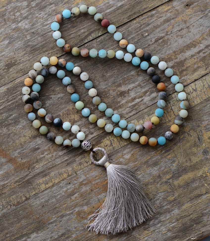 Amazonite Mala Necklace With Tassel - Spiritual Bliss Shop
