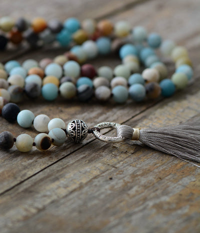 Amazonite Mala Necklace With Tassel - Spiritual Bliss Shop