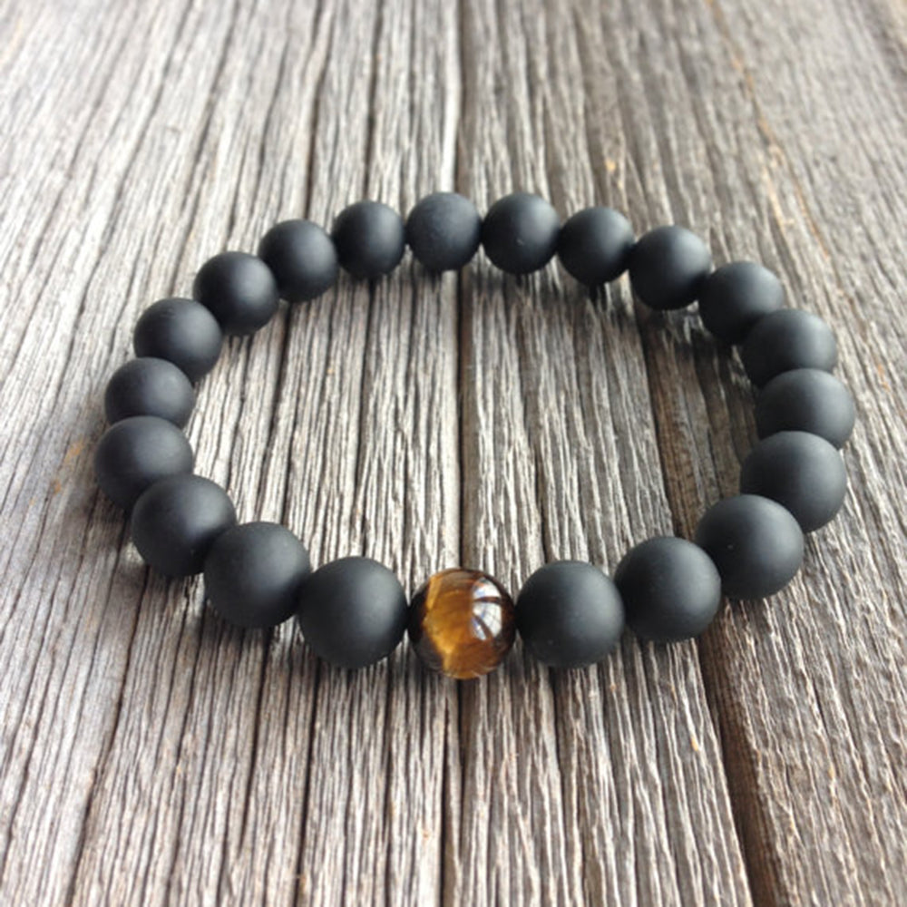 Matte Black Onyx & Tiger's Eye Bracelet - Spiritual Bliss Shop