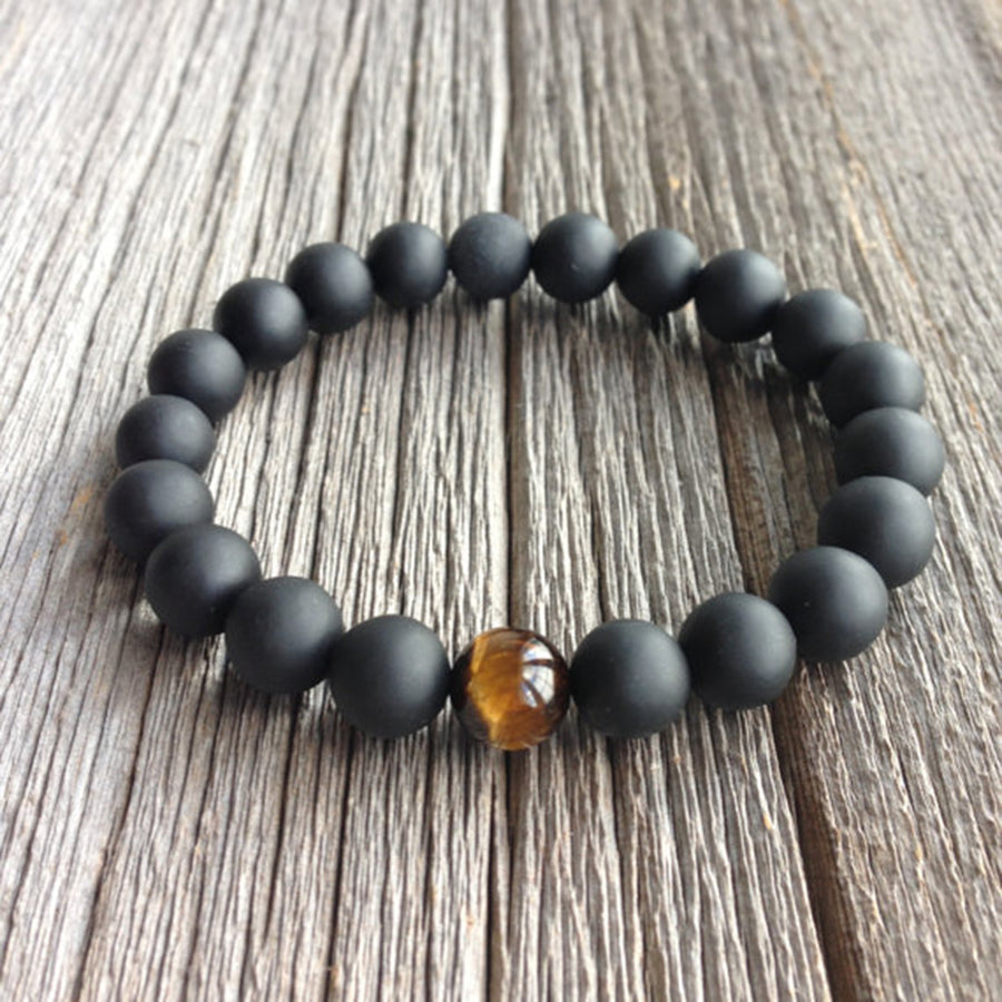 Matte Black Onyx & Tiger's Eye Bracelet - Spiritual Bliss Shop