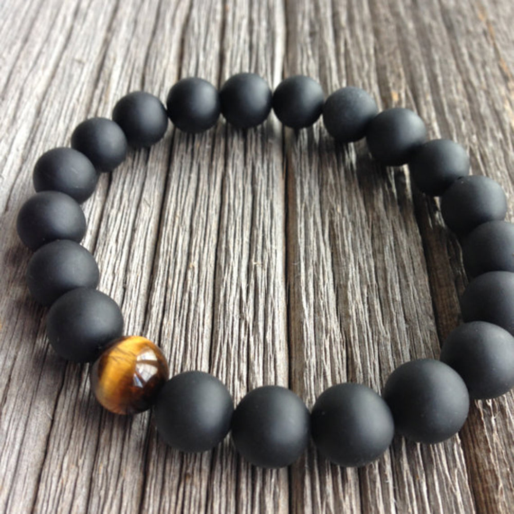 Matte Black Onyx & Tiger's Eye Bracelet - Spiritual Bliss Shop