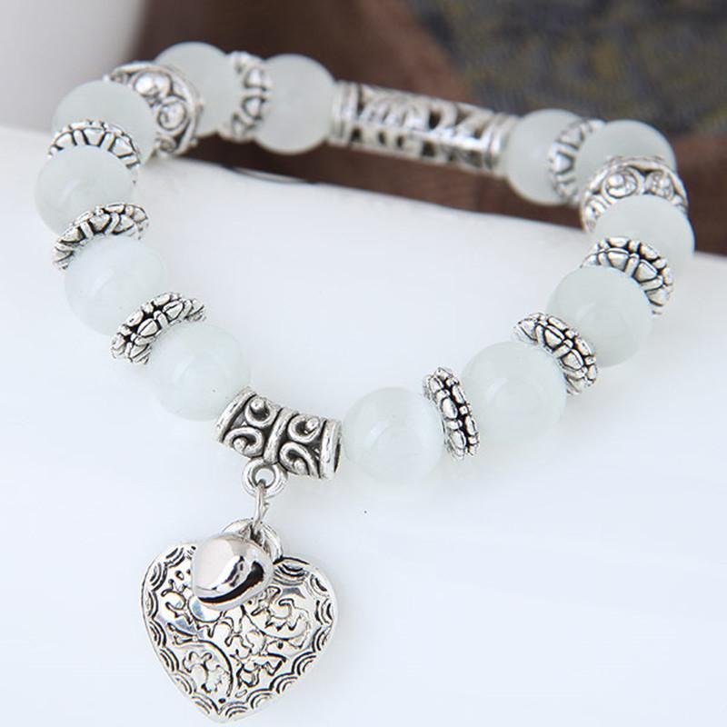 Cat's Eye Positivity Bracelet with Lucky Heart Charm - Spiritual Bliss Shop
