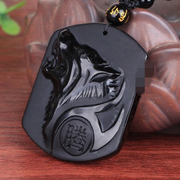 Wolf Obsidian Necklace - Spiritual Bliss Shop