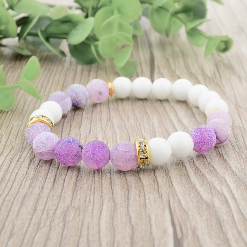 White & Purple Agate Bracelet - Spiritual Bliss Shop