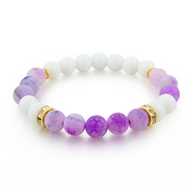 White & Purple Agate Bracelet - Spiritual Bliss Shop