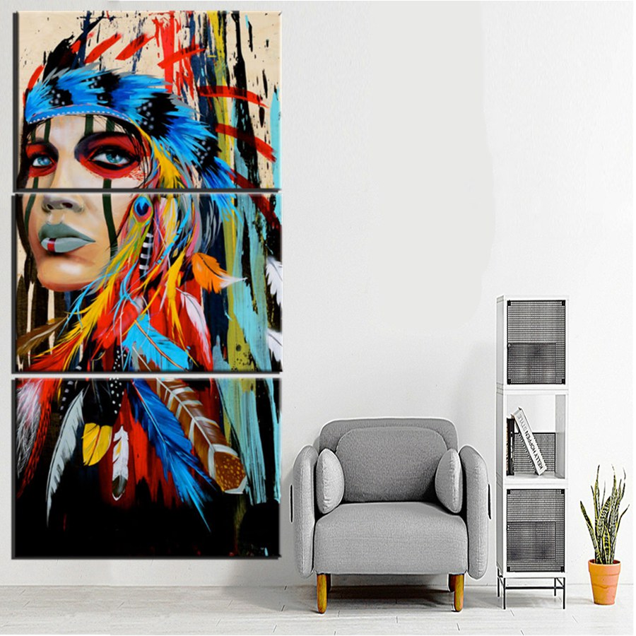 Native American Feathered Beauty Canvas - Spiritual Bliss Shop