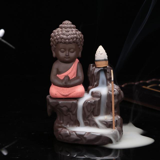 Small Monk on the Cascade Incense Burner + 50Pcs Incense Cones - Spiritual Bliss Shop