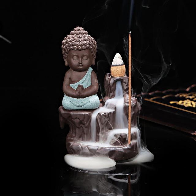 Small Monk on the Cascade Incense Burner + 50Pcs Incense Cones - Spiritual Bliss Shop