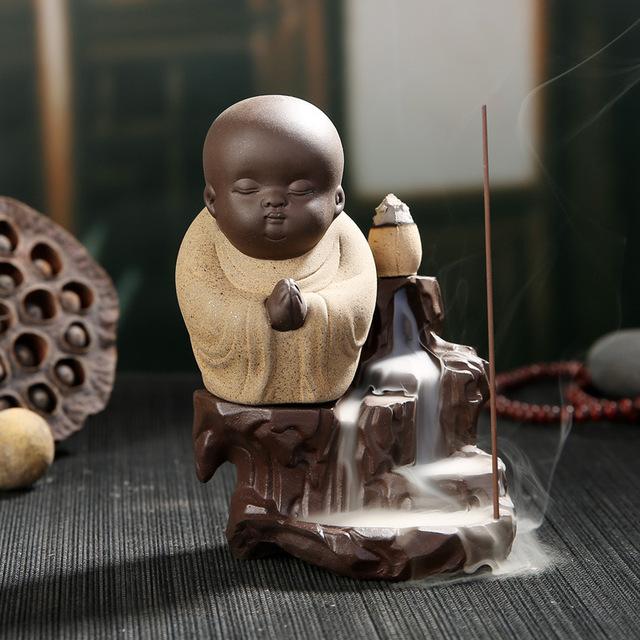 Small Monk on the Cascade Incense Burner + 50Pcs Incense Cones - Spiritual Bliss Shop