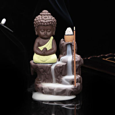 Small Monk on the Cascade Incense Burner + 50Pcs Incense Cones - Spiritual Bliss Shop