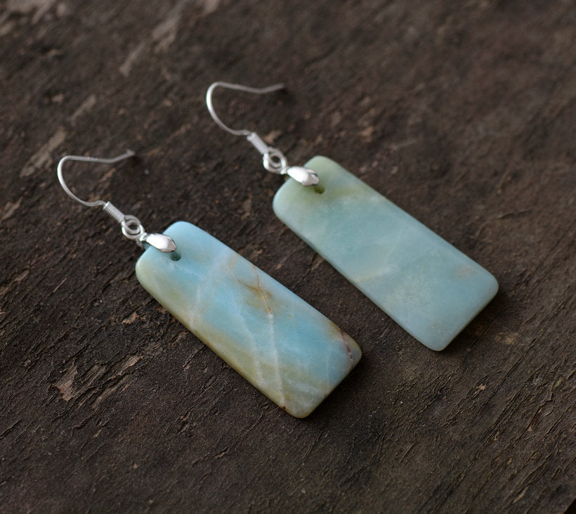 Bohemian Rectangle Amazonite Earrings - Spiritual Bliss Shop
