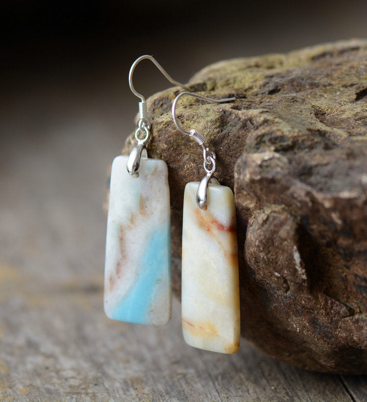 Bohemian Rectangle Amazonite Earrings - Spiritual Bliss Shop