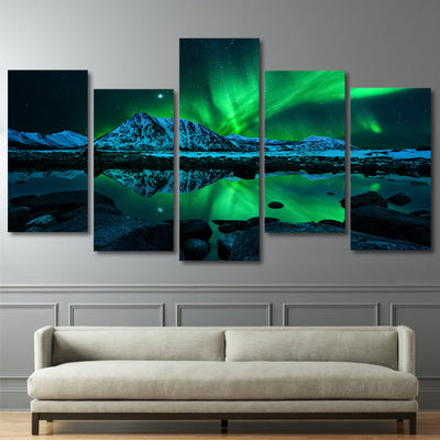 Aurora borealis 5 Pieces Canvas - Spiritual Bliss Shop