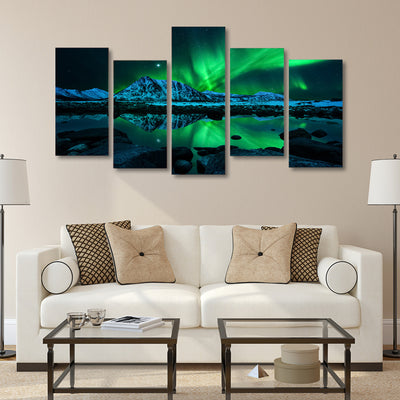 Aurora borealis 5 Pieces Canvas - Spiritual Bliss Shop