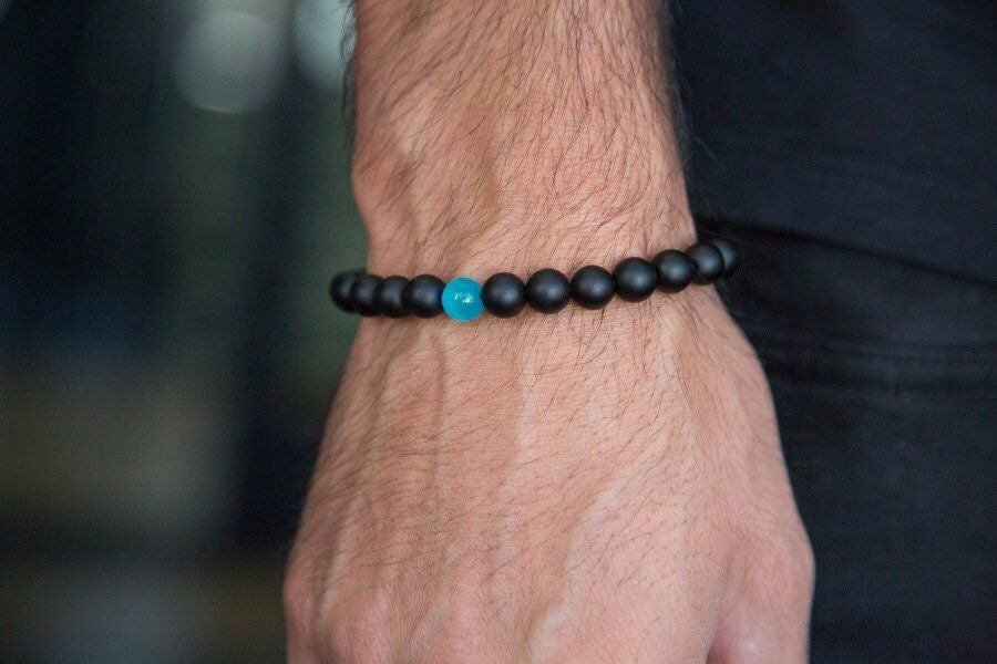 Water Drop Onyx & Aquamarine Bracelet - Spiritual Bliss Shop