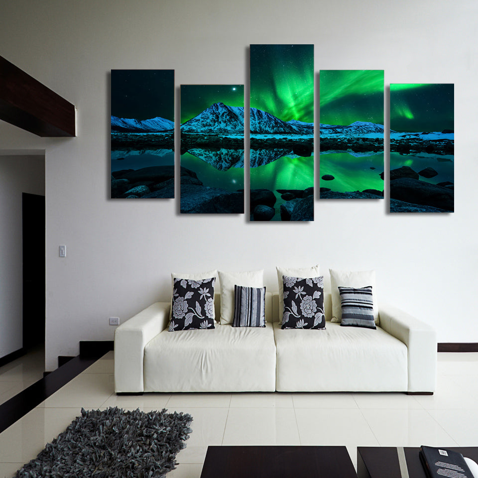 Aurora borealis 5 Pieces Canvas - Spiritual Bliss Shop