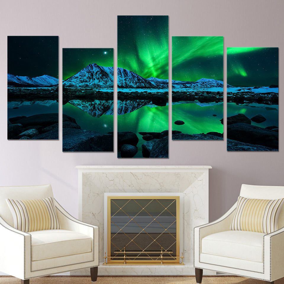 Aurora borealis 5 Pieces Canvas - Spiritual Bliss Shop