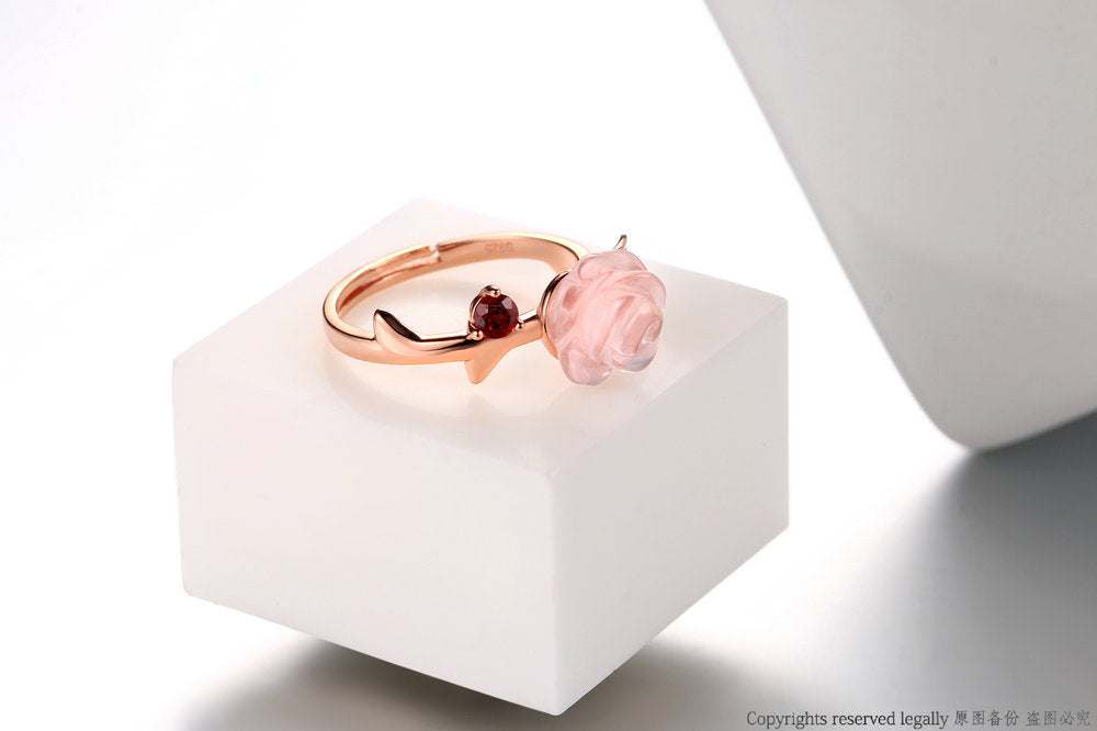 Rose Quartz Sterling Silver Ring - Spiritual Bliss Shop