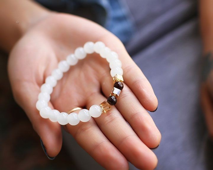 Natural White Chalcedony Positivity Bracelet - Spiritual Bliss Shop