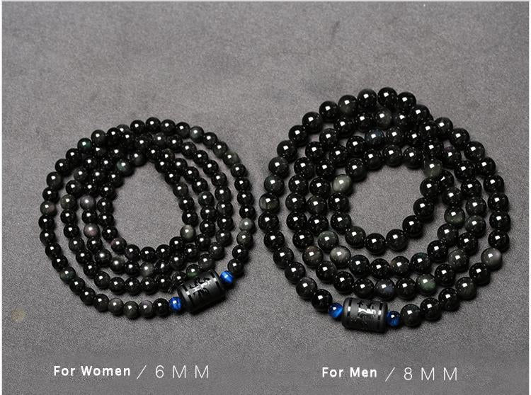 Phoenix & Dragon Rainbow Obsidian Bracelets (Multiwrap) - Spiritual Bliss Shop