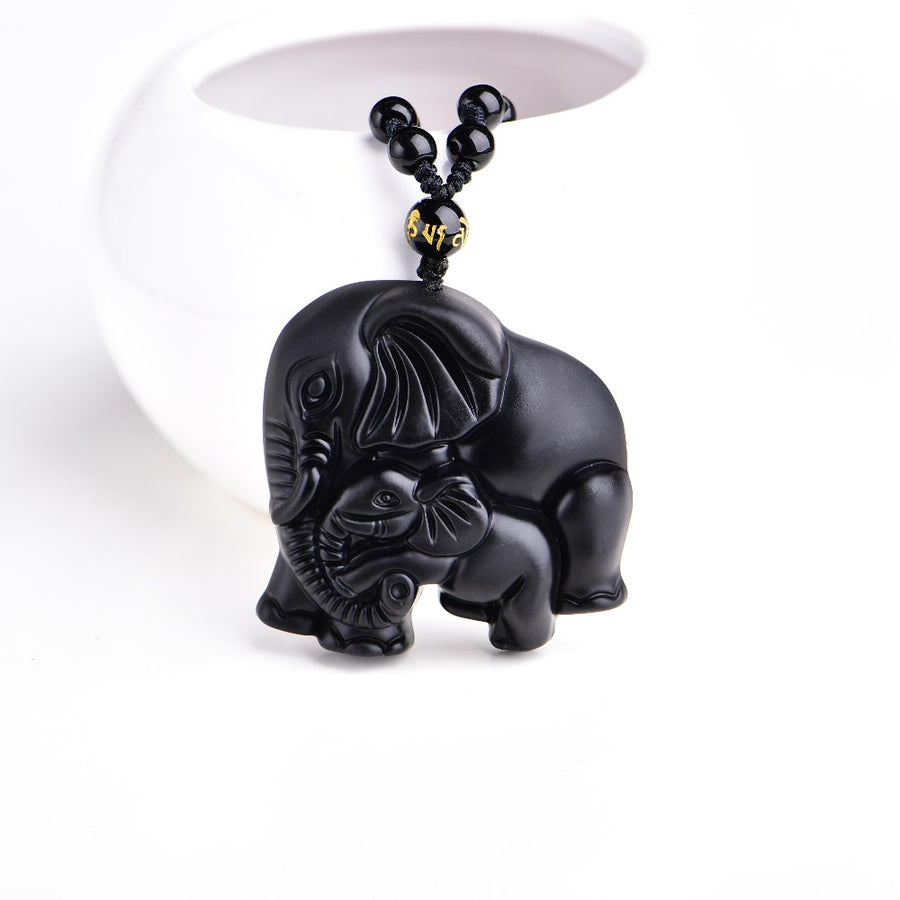 Elephant Obsidian Necklace - Spiritual Bliss Shop