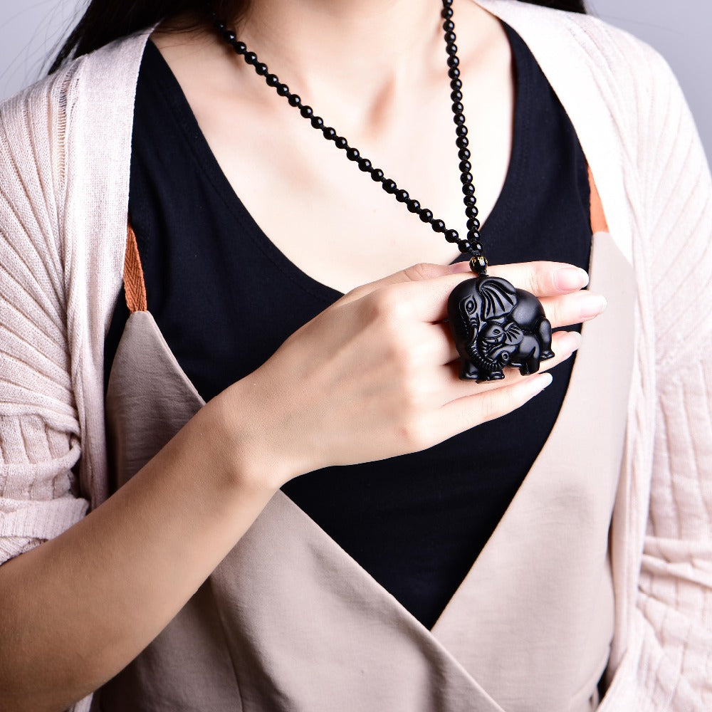 Elephant Obsidian Necklace - Spiritual Bliss Shop