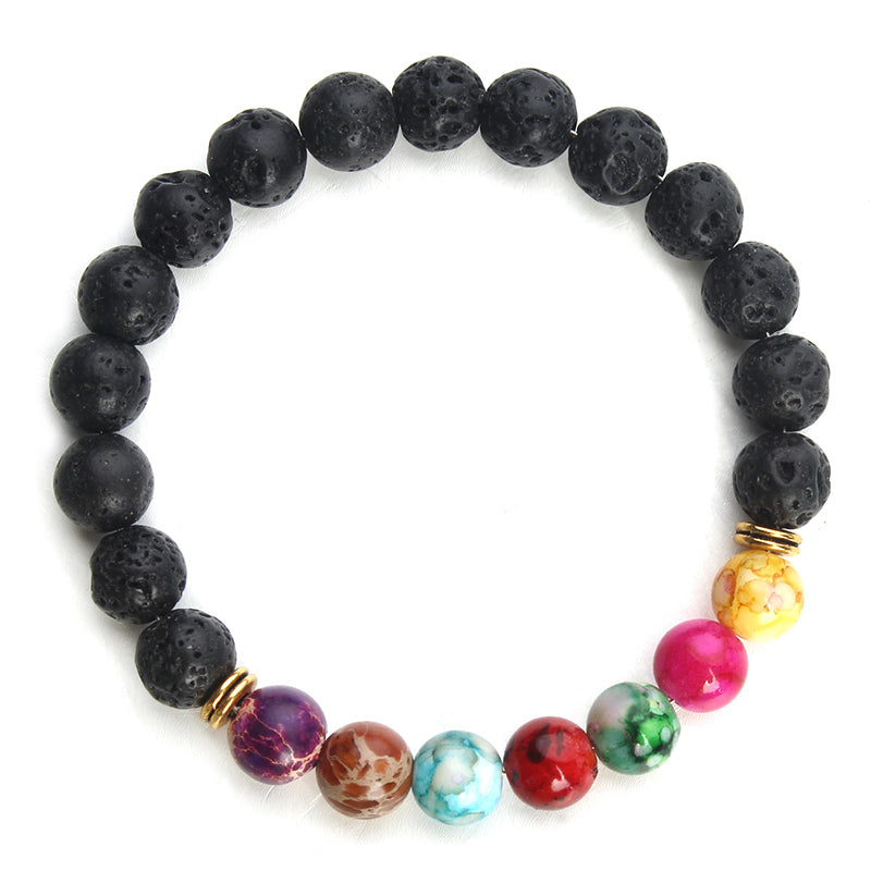 Colorful Lava Stone 7 Chakras Bracelet (Chakra Healing) - Spiritual Bliss Shop