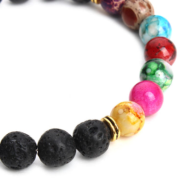 Colorful Lava Stone 7 Chakras Bracelet (Chakra Healing) - Spiritual Bliss Shop