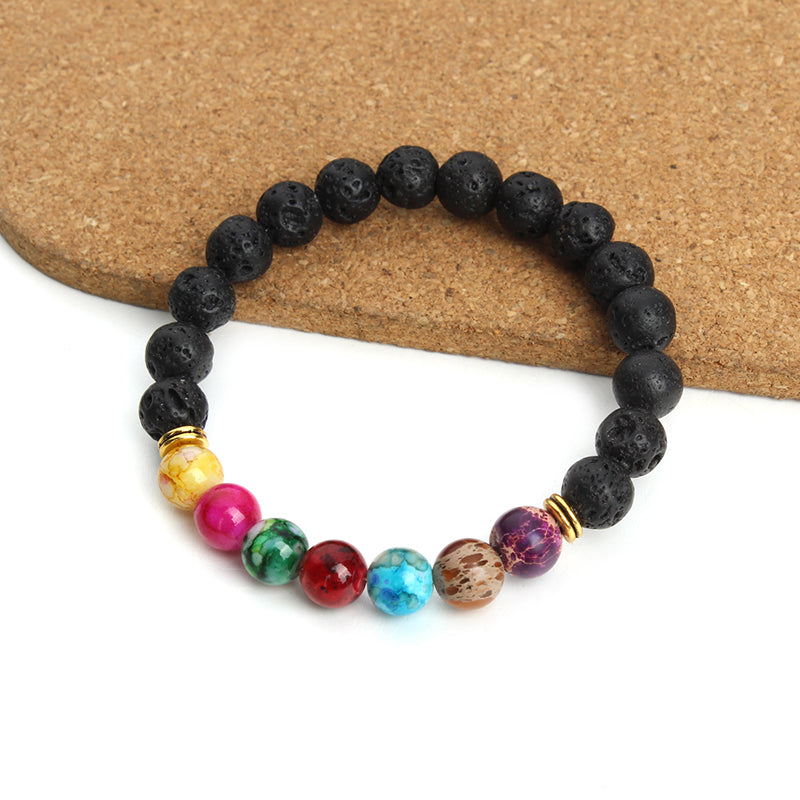 Colorful Lava Stone 7 Chakras Bracelet (Chakra Healing) - Spiritual Bliss Shop