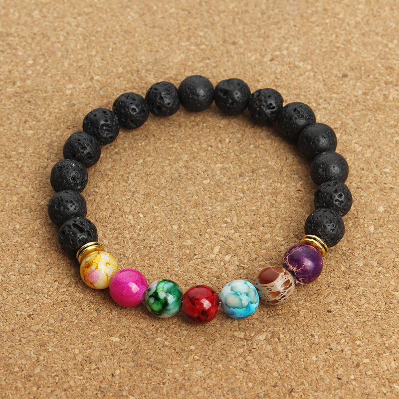 Colorful Lava Stone 7 Chakras Bracelet (Chakra Healing) - Spiritual Bliss Shop