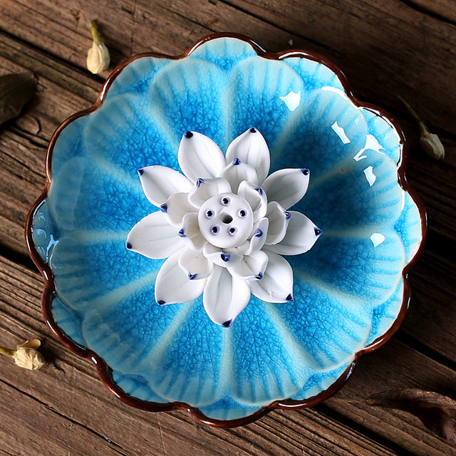 Ceramic Lotus Incense Burner - Spiritual Bliss Shop