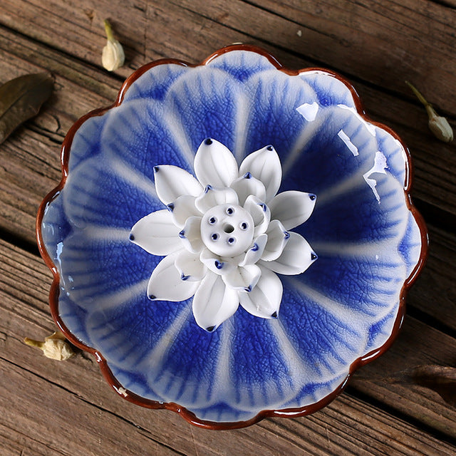 Ceramic Lotus Incense Burner - Spiritual Bliss Shop