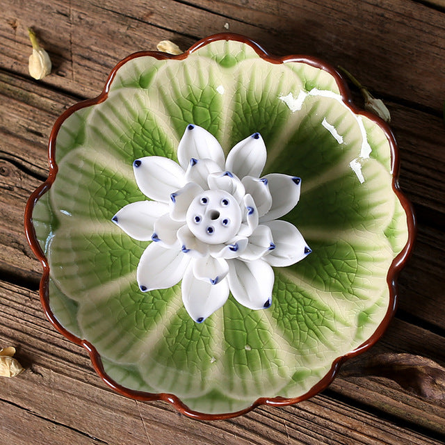 Ceramic Lotus Incense Burner - Spiritual Bliss Shop