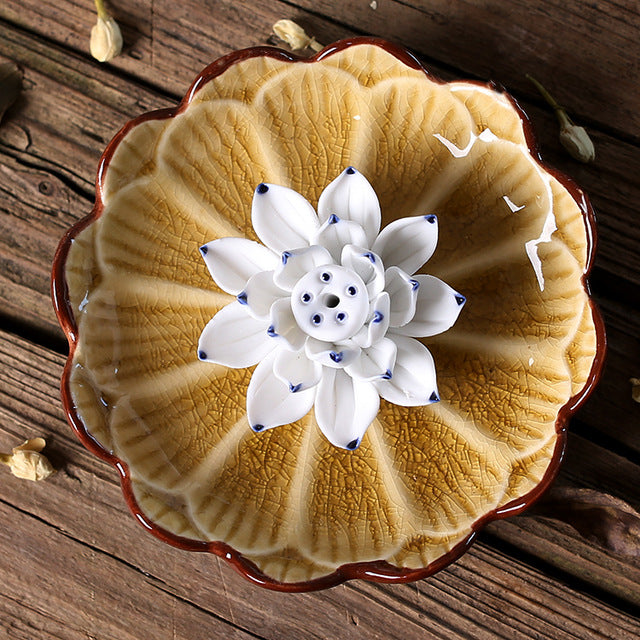 Ceramic Lotus Incense Burner - Spiritual Bliss Shop
