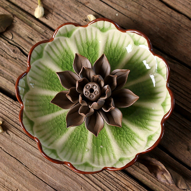 Ceramic Lotus Incense Burner - Spiritual Bliss Shop
