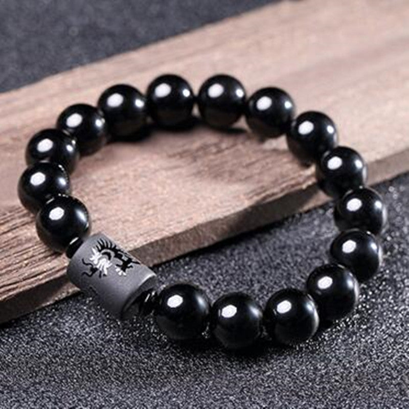 Phoenix & Dragon Black Obsidian Bracelets - Spiritual Bliss Shop