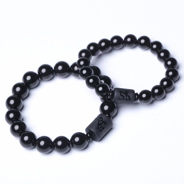 Phoenix & Dragon Black Obsidian Bracelets - Spiritual Bliss Shop
