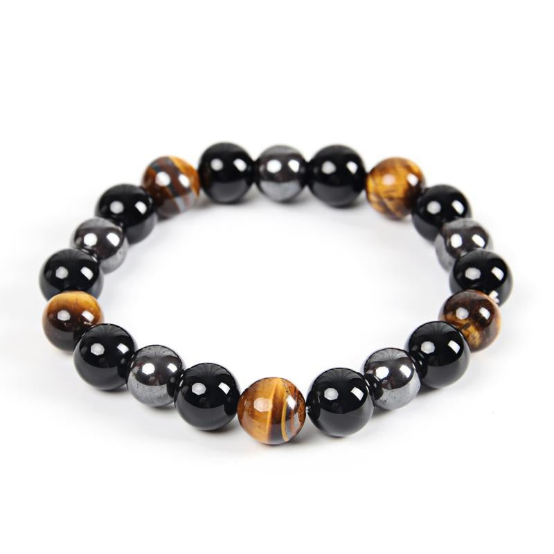 Triple Protection Tiger's Eye, Hematite & Black Obsidian Bracelet - Spiritual Bliss Shop