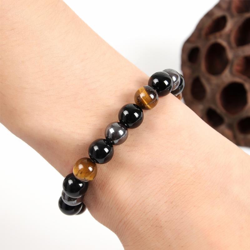 Triple Protection Tiger's Eye, Hematite & Black Obsidian Bracelet - Spiritual Bliss Shop