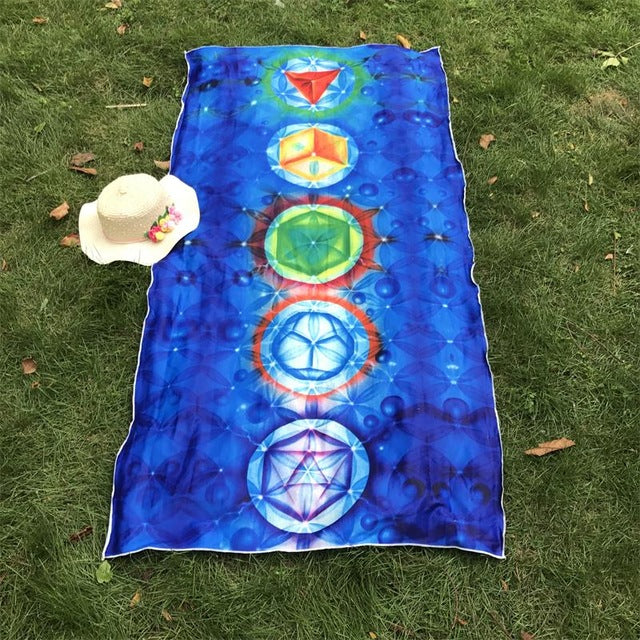 7 Chakras Rainbow Tapestry Yoga Mat (100% Cotton) - Spiritual Bliss Shop