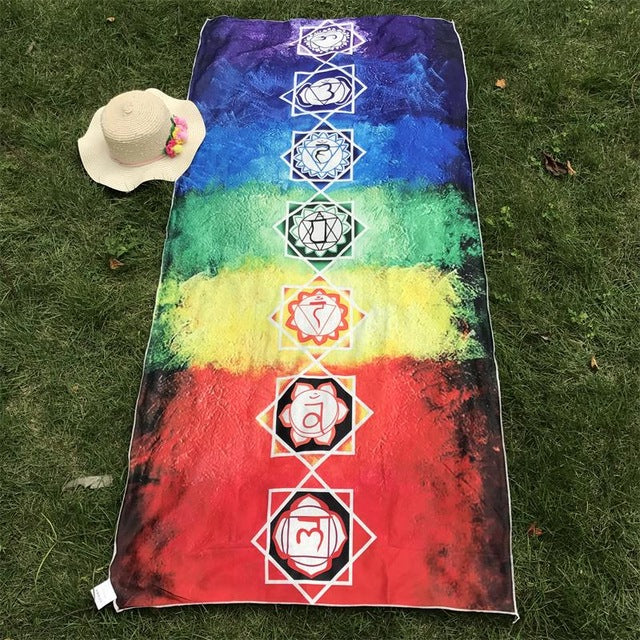 7 Chakras Rainbow Tapestry Yoga Mat (100% Cotton) - Spiritual Bliss Shop
