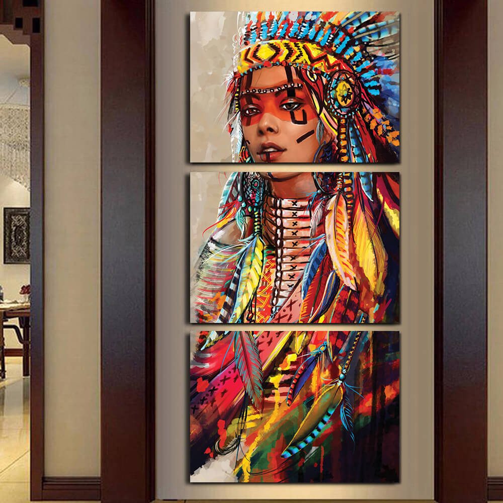 Native American Feathered Beauty Canvas - Spiritual Bliss Shop